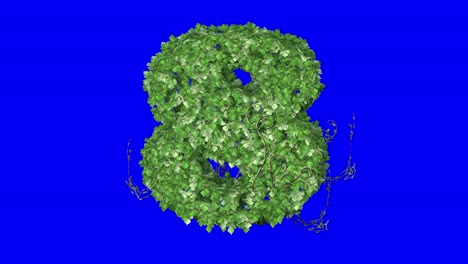 3D-leaves-forming-number-8-with-wind-effect-on-blue-screen-3D-animation
