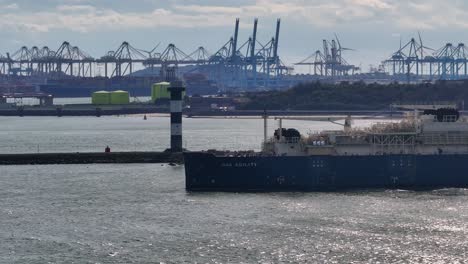 Gas-Agility-LNG-Bunkering-Vessel-Sailing-Through-Ship-Canal-At-Hoek-van-Holland-In-Netherlands