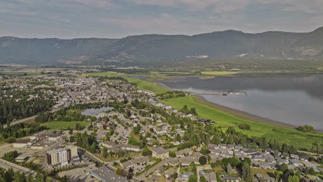 Salmon-Arm-BC-Canada-Aerial-v1-drone-flyover-town-center-and-residential-area-capturing-breathtaking-views-of-pristine-Shuswap-lake-and-mountain-landscape---Shot-with-Mavic-3-Pro-Cine---July-2023