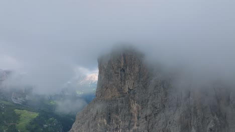 Aerial-reveal-drone-footage-of-the-town-of-Corvara