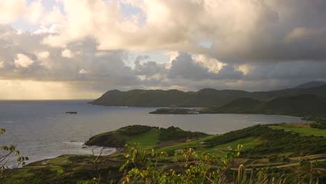 Timelapse-of-a-beautiful-morning-in-Saint-Lucia,-tropical-lush-Caribbean-coast