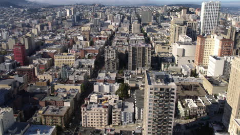 Aerial-View-of-San-Francisco-USA-Downtown-Residential-Neighborhood,-Streets-and-Buildings
