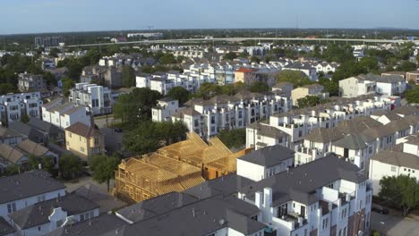 Drone-view-of-community-of-homes-in-Houston,-Texas