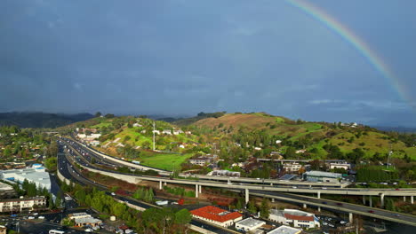 Rainbow-Over-Walnut-Creek-City-In-Contra-Costa-County,-California,-United-States