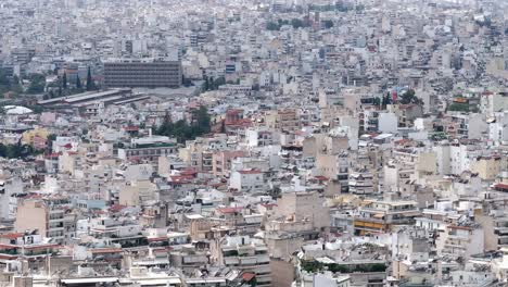 Luftbild-Teleobjektiv-Athen-Stadtzentrum-Griechenland,-Urbaner-Lebensstil