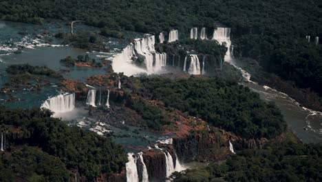 Aerial-View-Of-Iguacu-Falls-And-Lush-Forest-In-Argentina-And-Brazil