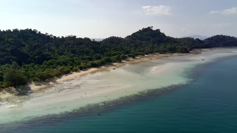 Drone-fly-over-Koh-Kradan-beach-in-Andaman-sea,-Trang,-Thailand
