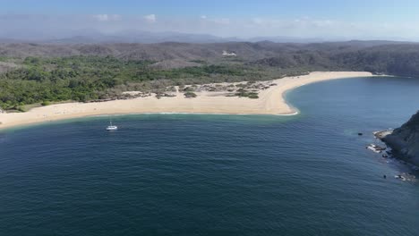 Secluded-serenity,-Cacaluta-bay,-Huatulco,-Oaxaca.-Aerial-views