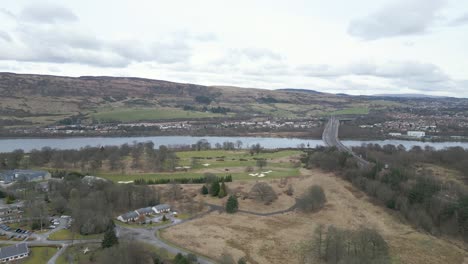 Aerial-Mountains-With-Erskine-Bridge-and-Clyde-River-In-Background