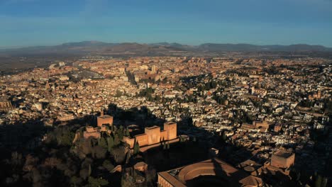 Aerial-Drone-of-Alhambra-and-Granada-City-in-Southern-Spain