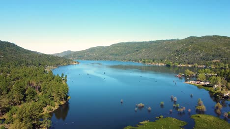 Scenic-View-Of-Lake-Hemet-In-California,-United-States---Aerial-Drone-Shot