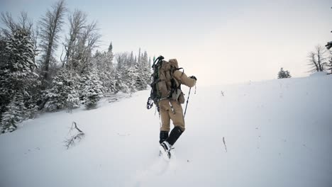 Bogenschießen-Bogen-Elchjagd-Im-Schnee-In-Montana-Im-Oktober-Auf-Dem-Gipfel-Der-Berge