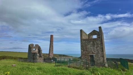 Timelapse-historic-industrial-building-Tankardstown-pomphouse-at-Bunmahon-Copper-Mines-Waterford-Ireland