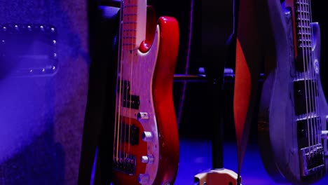 An-Electric-Bass-Waiting-in-the-Stage-Lights