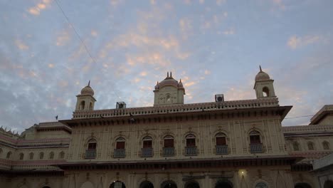 Ayodhya,India---Mar-06,2024:Kanak-Bhawan-is-a-temple-in-Ram-Janmabhoomi-Ayodhya,Sacred-Hindu-temple-with-vibrant-architecture-and-dramatic-sky-as-the-palace-gifted-to-Sita-by-Lord-Rama-by-Kaikeyi