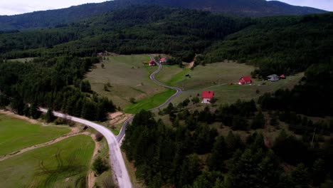 Aerial-View-of-Vodice-Village-on-Zlatibor-Mountain,-Serbia