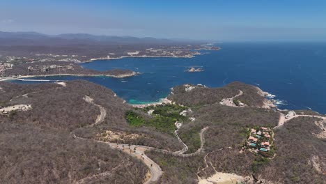 Buchten-Von-Huatulco,-Strand-Und-Naturpark,-Luftaufnahme