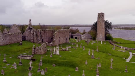 Aerial-pan-features-the-majestic-Clonmacnoise.-Ireland