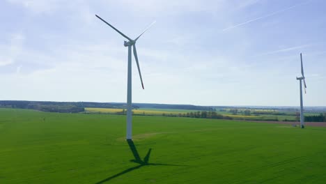 Aerial-landscape-with-wind-turbines-in-the-territory-of-the-Czech-Republic,-Wind-Park