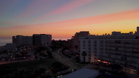 A-4K-view-of-Villamoura-at-sunset-as-lights-come-on