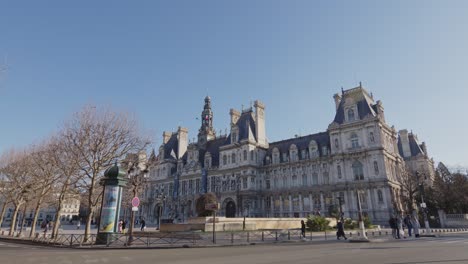 Scenic-View-Of-Hotel-de-Ville-Town-Hall-In-Paris,-France