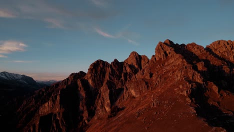 Breathtaking-Resegone-mountains-red-colored-at-sunset,-Italy