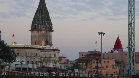 Sacred-Hindu-temple-with-its-vibrant-architecture-and-dramatic-sky-at-evening-from-different-angle-video-taken-at-Ram-Mandir-yodhya-Uttarpradesh-India-Mar-06-2024