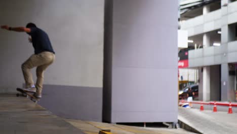 Man-does-a-trick-on-his-skateboard-in-Thailand