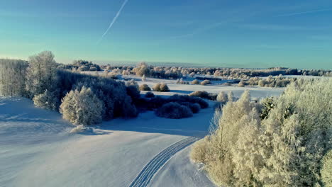 Paisaje-Natural-Del-Campo-Con-Manta-De-Nieve-En-La-Temporada-De-Invierno