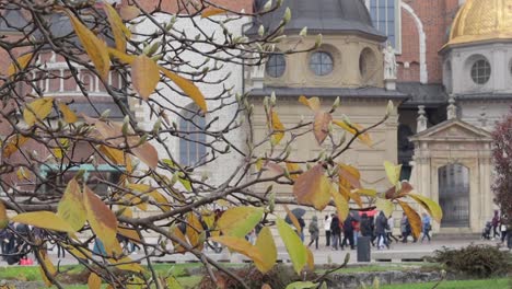 Tourists-from-all-over-the-world-visit-Wawel-Royal-Castle-in-Krakow,-Poland