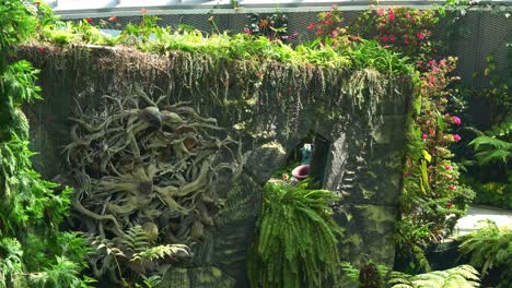 Menschen-Besuchen-Das-Nebelwald-Gewächshaus-Im-Gardens-By-The-Bay,-Der-Kultattraktion-Von-Singapur