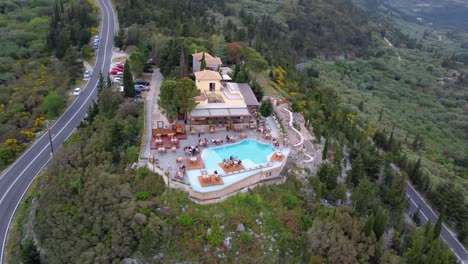 A-luxury-restaurant-with-a-pool-and-a-beautiful-view,-Lefkada,-Greece