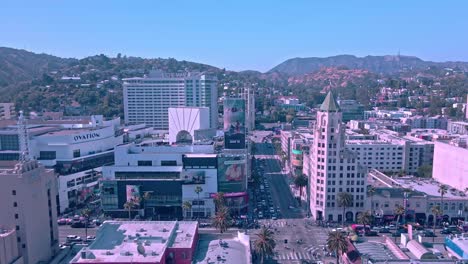 Vuelo-De-Drones-De-Hollywood-Y-Highland---Los-Ángeles,-Día-Soleado-De-California