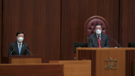 John-Lee-Ka-chiu,-Presidente-Del-Consejo-Legislativo-De-Hong-Kong,-Pronuncia-El-Discurso-Político-Anual-En-El-Edificio-Del-Consejo-Legislativo.