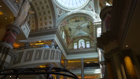 Interior-of-Caesars-Palace-resort-with-statues-and-painted-ceilings,-Las-Vegas