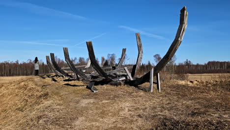 Überreste-Eines-Alten-Hölzernen-Wikingerboots-Auf-Einem-Feld