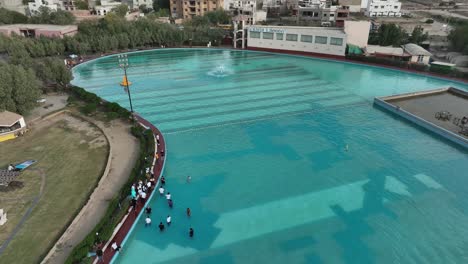 Aerial-shot-of-DreamWorld-Karachi-with-full-view-of-swimming-pool