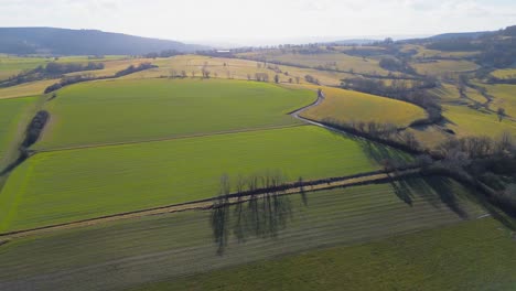 Aerial-Journey-Along-the-Meandering-Country-Road-Amid-Fields