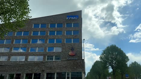 Rapobank-and-KPMG-accounting-firm-in-modern-building-architecture-in-Enschede-Town,-Netherlands