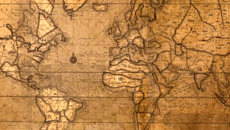 Zoom-on-a-vintage-global-map,-revealing-historic-details