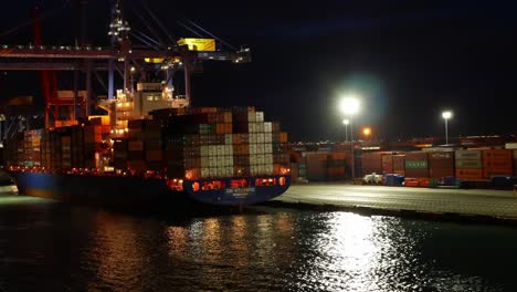 Containers-boat-"Zim-Atlantic"-in-Valencia-port-at-night