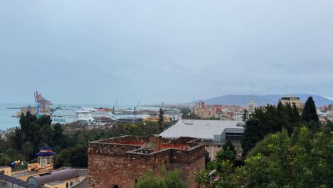 Spanish-coastal-town-city-south-Malaga-viewpoint-of-city-and-marina-ships-port