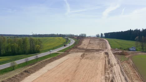 Vuelo-Aéreo-Sobre-La-Construcción-De-Carreteras