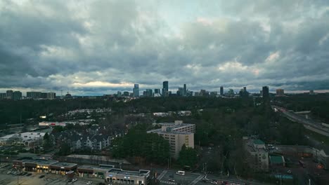 Distant-View-of-Downtown-Atlanta-Skyline-With-Overcast-In-Georgia,-USA