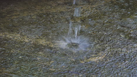 Close-Up-of-Water-Splashing-on-Stone-Ground