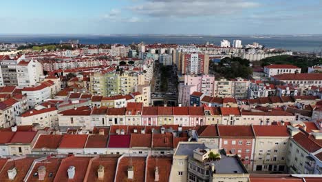 Drone-shot-flying-over-the-capital-of-Portugal