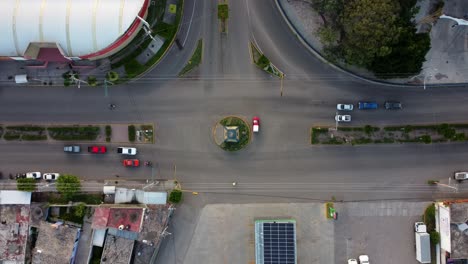 Aerial-cenital-shot-of-the-Lazaro-Cardenas-Monument-in-Huajuapan-de-Leon,-Oaxaca,-Mexico