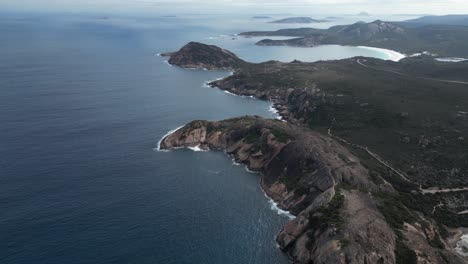 High-panoramic-aerial-view-of-the-rocky-coastline-of-Cape-Le-Grand-Area