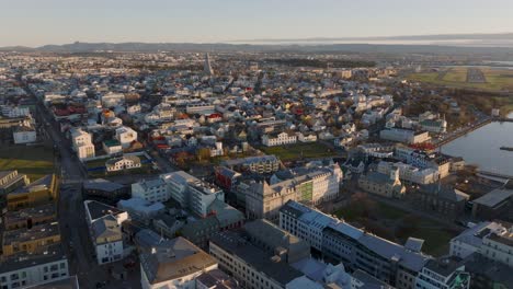 Travel-destination-Reykjavik-with-Hallgrimskirkja-church-during-golden-hour