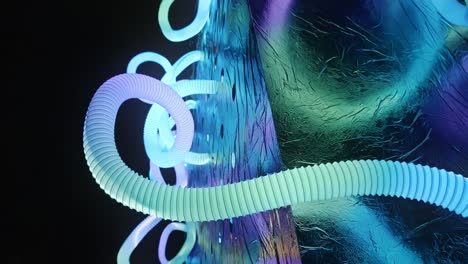 AI-Parasites-neon-coils-at-Mazuranic-Square,-Festival-of-Lights,-Zagreb-Croatia